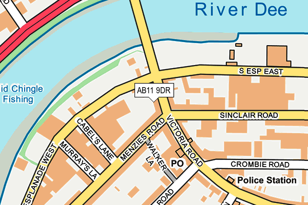 AB11 9DR map - OS OpenMap – Local (Ordnance Survey)