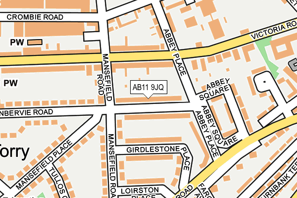 AB11 9JQ map - OS OpenMap – Local (Ordnance Survey)