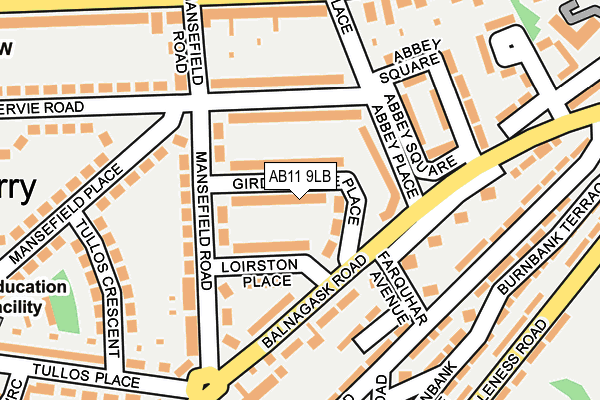 AB11 9LB map - OS OpenMap – Local (Ordnance Survey)