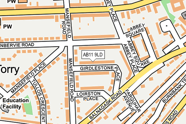 AB11 9LD map - OS OpenMap – Local (Ordnance Survey)