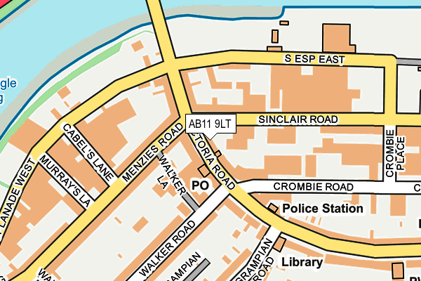 AB11 9LT map - OS OpenMap – Local (Ordnance Survey)