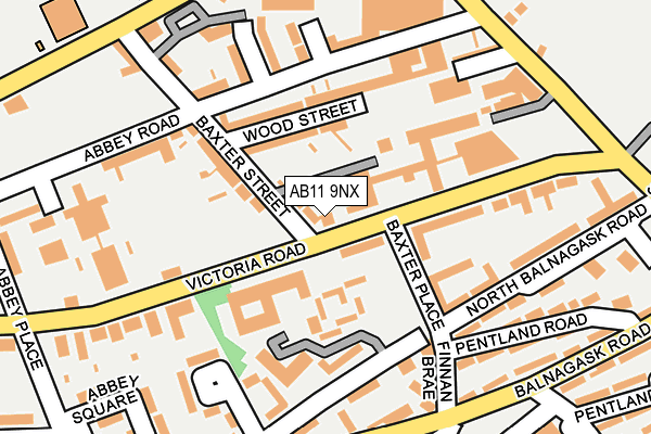 AB11 9NX map - OS OpenMap – Local (Ordnance Survey)