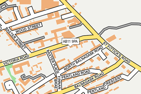 AB11 9PA map - OS OpenMap – Local (Ordnance Survey)