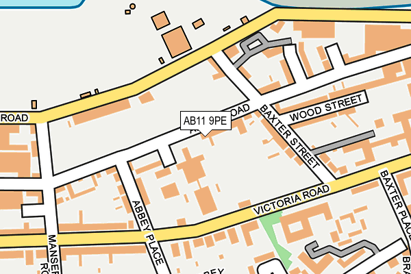 AB11 9PE map - OS OpenMap – Local (Ordnance Survey)