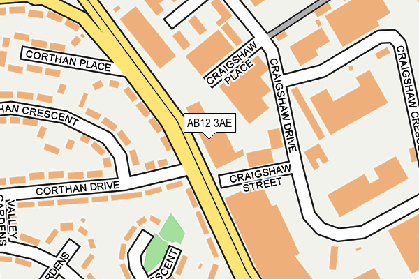 AB12 3AE map - OS OpenMap – Local (Ordnance Survey)