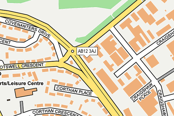 AB12 3AJ map - OS OpenMap – Local (Ordnance Survey)
