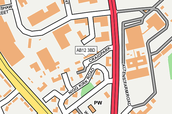 AB12 3BD map - OS OpenMap – Local (Ordnance Survey)