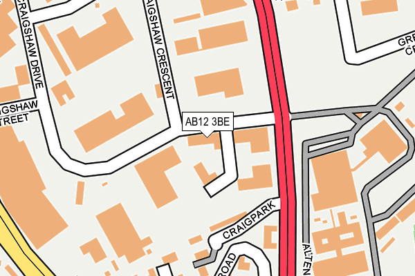 AB12 3BE map - OS OpenMap – Local (Ordnance Survey)