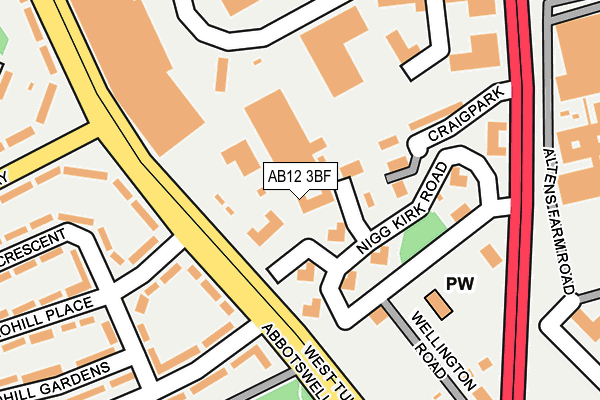 AB12 3BF map - OS OpenMap – Local (Ordnance Survey)