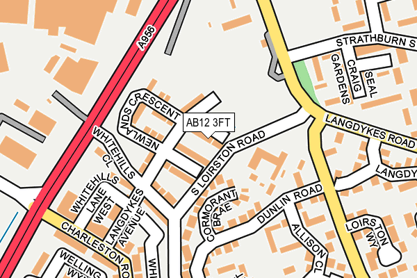 AB12 3FT map - OS OpenMap – Local (Ordnance Survey)