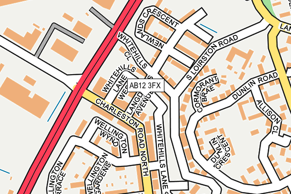 AB12 3FX map - OS OpenMap – Local (Ordnance Survey)