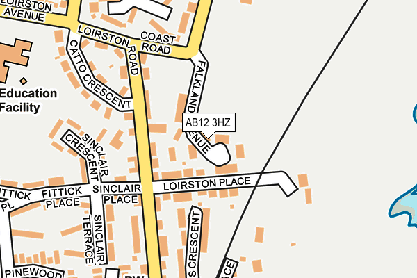 AB12 3HZ map - OS OpenMap – Local (Ordnance Survey)