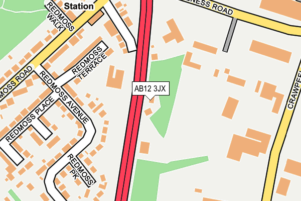 AB12 3JX map - OS OpenMap – Local (Ordnance Survey)