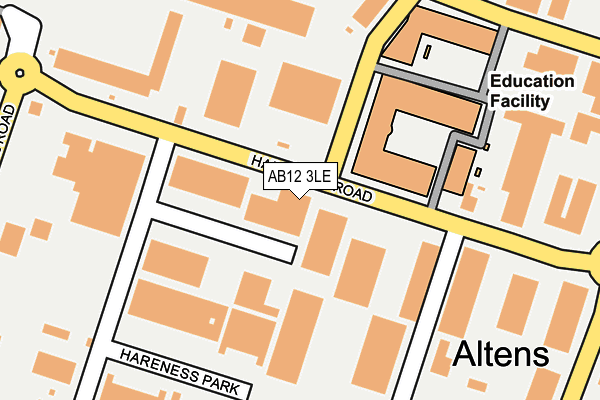 AB12 3LE map - OS OpenMap – Local (Ordnance Survey)