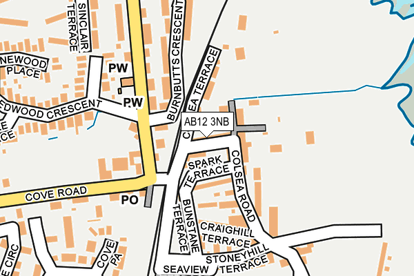 AB12 3NB map - OS OpenMap – Local (Ordnance Survey)