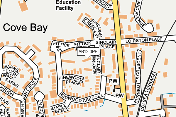 AB12 3PF map - OS OpenMap – Local (Ordnance Survey)