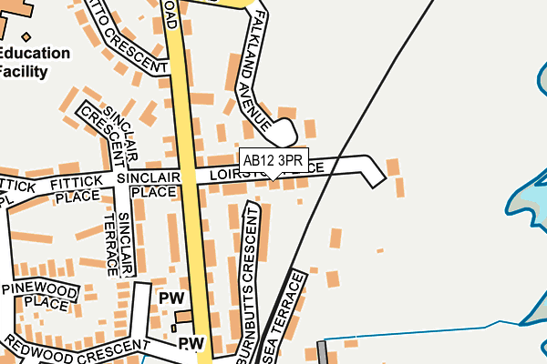 AB12 3PR map - OS OpenMap – Local (Ordnance Survey)