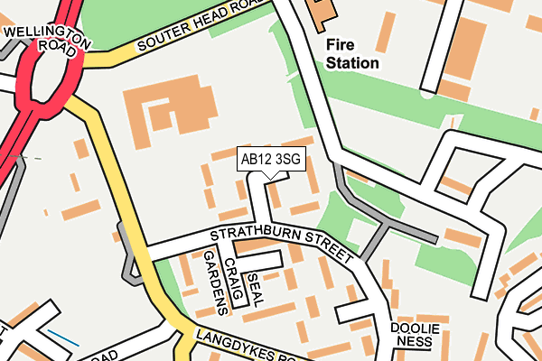 AB12 3SG map - OS OpenMap – Local (Ordnance Survey)