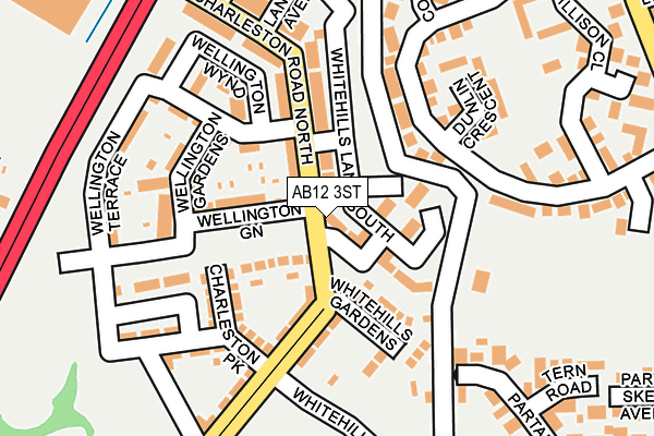 AB12 3ST map - OS OpenMap – Local (Ordnance Survey)