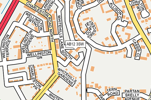 AB12 3SW map - OS OpenMap – Local (Ordnance Survey)