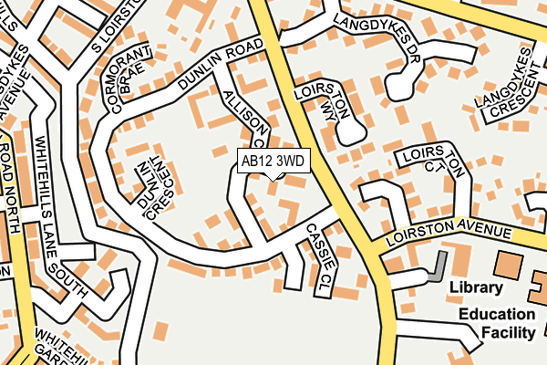 AB12 3WD map - OS OpenMap – Local (Ordnance Survey)