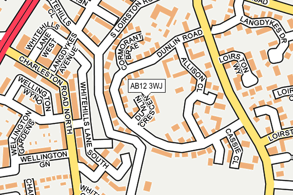 AB12 3WJ map - OS OpenMap – Local (Ordnance Survey)