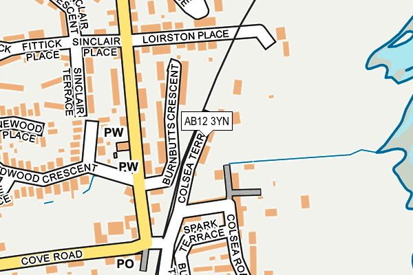 AB12 3YN map - OS OpenMap – Local (Ordnance Survey)