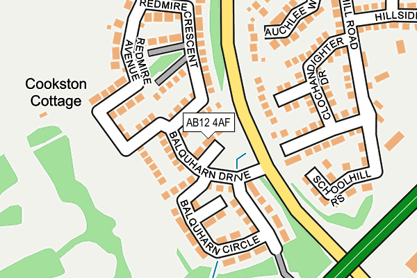 AB12 4AF map - OS OpenMap – Local (Ordnance Survey)