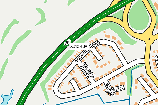 AB12 4BA map - OS OpenMap – Local (Ordnance Survey)