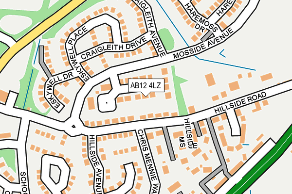 AB12 4LZ map - OS OpenMap – Local (Ordnance Survey)