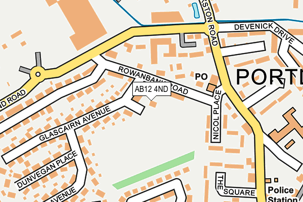 AB12 4ND map - OS OpenMap – Local (Ordnance Survey)