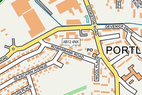 AB12 4NX map - OS OpenMap – Local (Ordnance Survey)