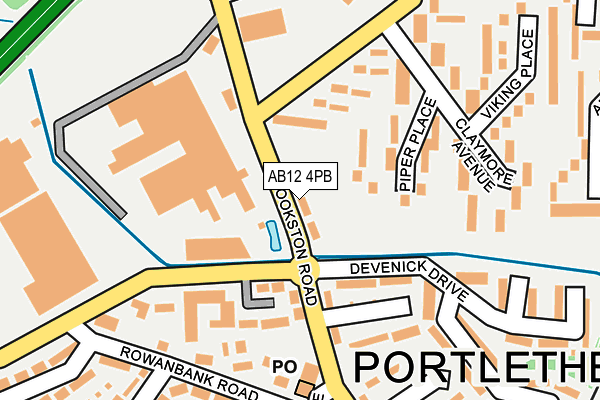 AB12 4PB map - OS OpenMap – Local (Ordnance Survey)