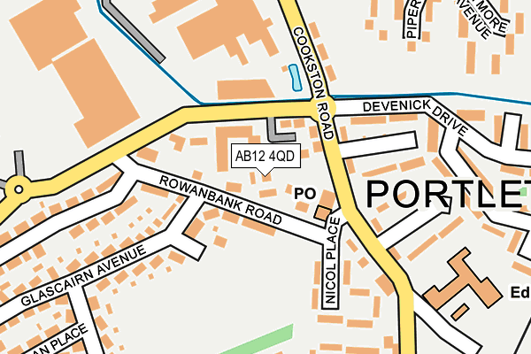 AB12 4QD map - OS OpenMap – Local (Ordnance Survey)