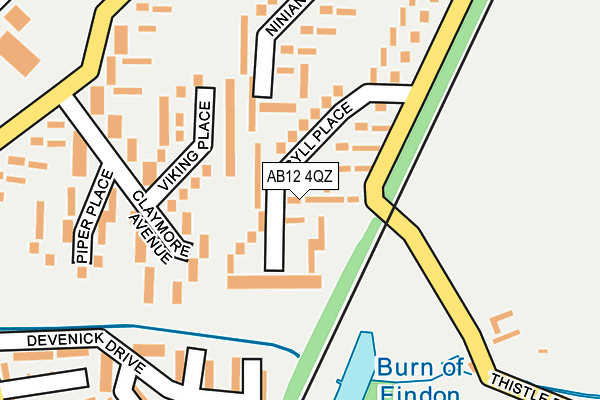 AB12 4QZ map - OS OpenMap – Local (Ordnance Survey)