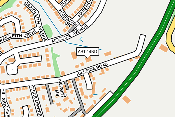 AB12 4RD map - OS OpenMap – Local (Ordnance Survey)