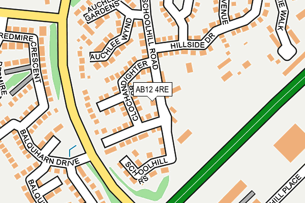 AB12 4RE map - OS OpenMap – Local (Ordnance Survey)