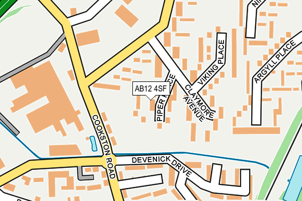 AB12 4SF map - OS OpenMap – Local (Ordnance Survey)