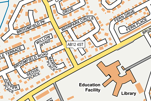 AB12 4ST map - OS OpenMap – Local (Ordnance Survey)