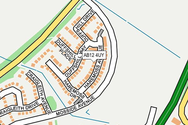 AB12 4UY map - OS OpenMap – Local (Ordnance Survey)