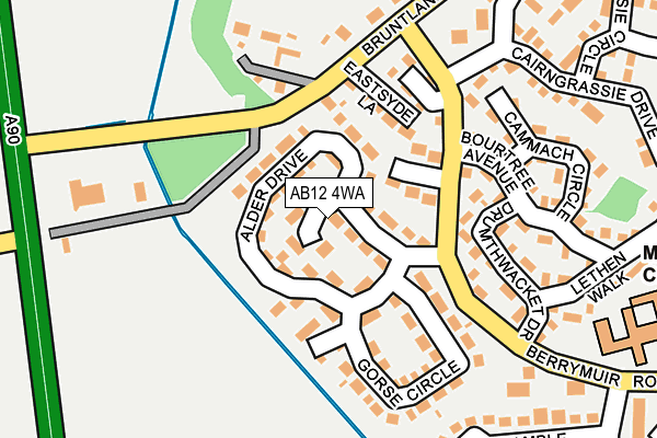 AB12 4WA map - OS OpenMap – Local (Ordnance Survey)