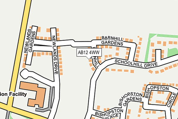 AB12 4WW map - OS OpenMap – Local (Ordnance Survey)