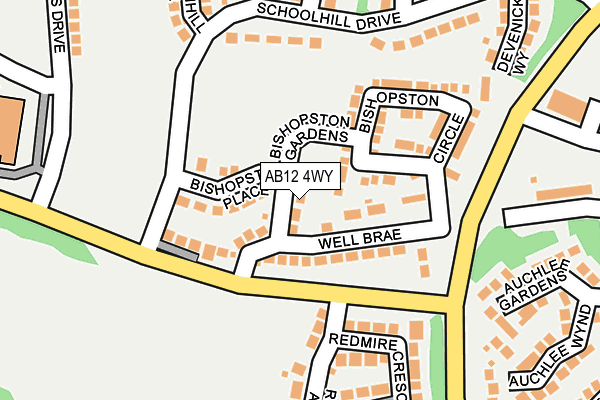 AB12 4WY map - OS OpenMap – Local (Ordnance Survey)