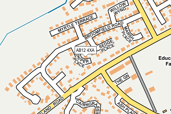 AB12 4XA map - OS OpenMap – Local (Ordnance Survey)