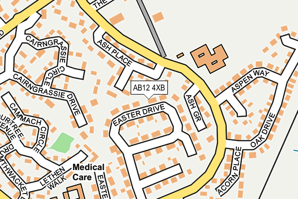 AB12 4XB map - OS OpenMap – Local (Ordnance Survey)