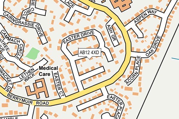 AB12 4XD map - OS OpenMap – Local (Ordnance Survey)