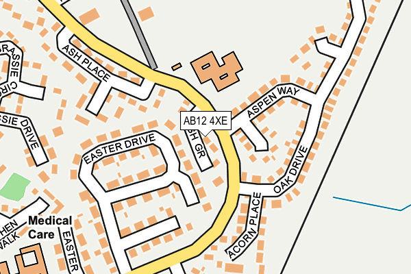 AB12 4XE map - OS OpenMap – Local (Ordnance Survey)