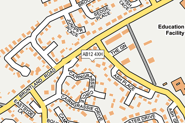 AB12 4XH map - OS OpenMap – Local (Ordnance Survey)