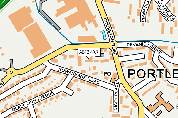 AB12 4XR map - OS OpenMap – Local (Ordnance Survey)
