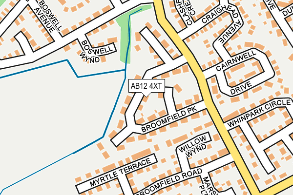 AB12 4XT map - OS OpenMap – Local (Ordnance Survey)